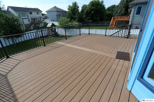 11915 S 53rd St, Papillion, NE 68133 - wooden deck featuring a residential view and a fenced backyard