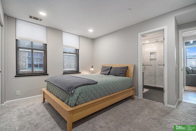 312 S 16th St Unit 904, Omaha, NE 68102 - carpeted bedroom featuring ensuite bathroom and recessed lighting