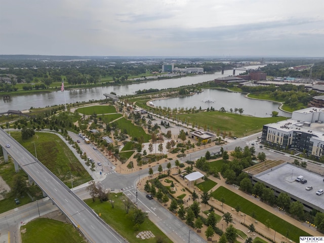 105 S 9th St Unit 308, Omaha, NE 68102 - aerial overview of property's location with a large body of water