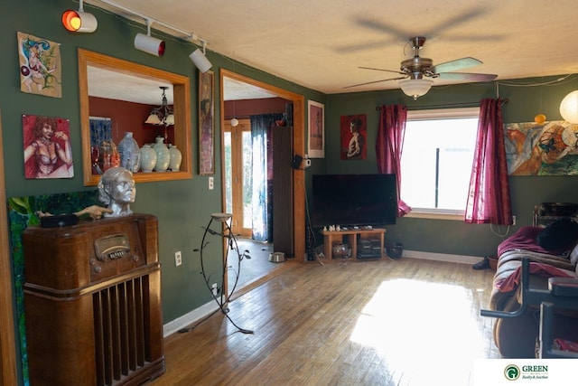 503 E 12th St, York, NE 68467 - living room with ceiling fan and wood finished floors
