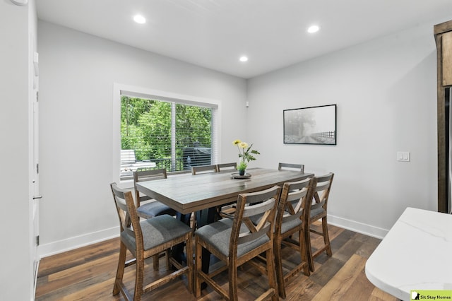 15436 Fowler Ave, Omaha, NE 68116 - dining area featuring dark wood-style floors and recessed lighting