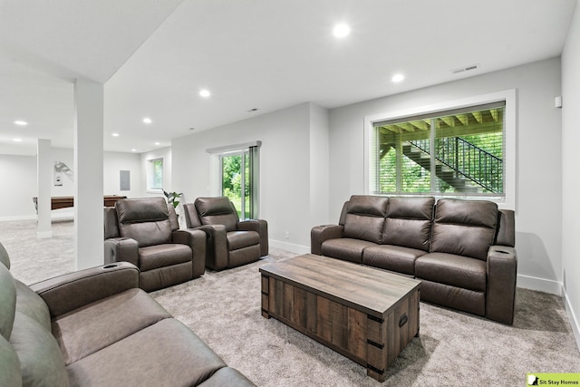 15436 Fowler Ave, Omaha, NE 68116 - living room featuring light colored carpet and recessed lighting