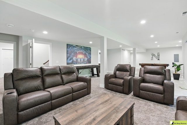 15436 Fowler Ave, Omaha, NE 68116 - carpeted living area with recessed lighting and billiards table
