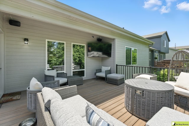 15436 Fowler Ave, Omaha, NE 68116 - wooden terrace featuring an outdoor living space