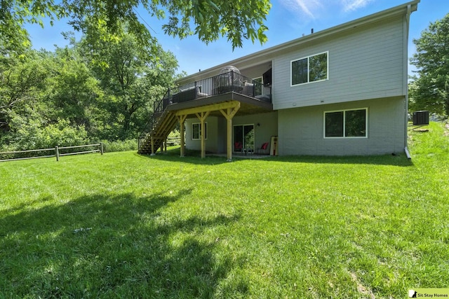 15436 Fowler Ave, Omaha, NE 68116 - rear view of property with stairs and a wooden deck