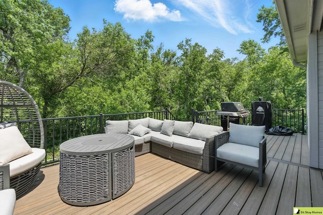 15436 Fowler Ave, Omaha, NE 68116 - wooden deck featuring an outdoor hangout area and area for grilling