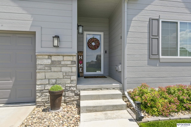 5003 N 180th Ave, Elkhorn, NE 68022 - doorway to property with stone siding
