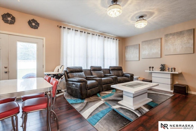 16228 Virginia St, Omaha, NE 68136 - living area featuring dark wood-style floors