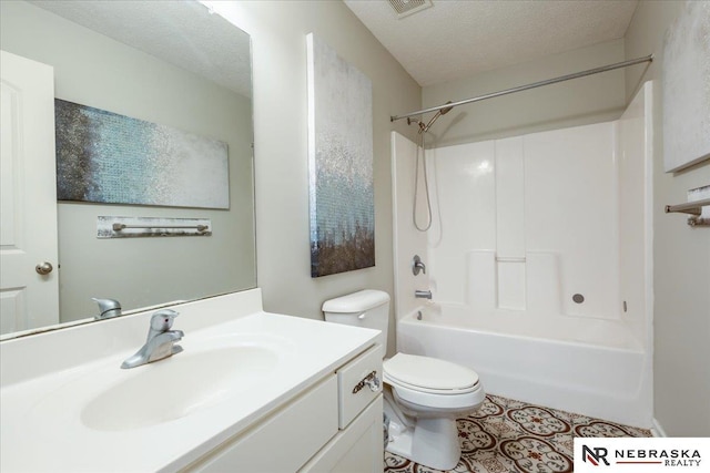 16228 Virginia St, Omaha, NE 68136 - full bath with vanity,  shower combination, tile patterned floors, and a textured ceiling
