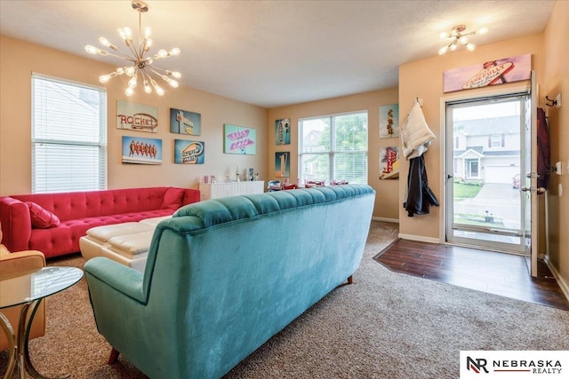 16228 Virginia St, Omaha, NE 68136 - living area with carpet floors and a chandelier