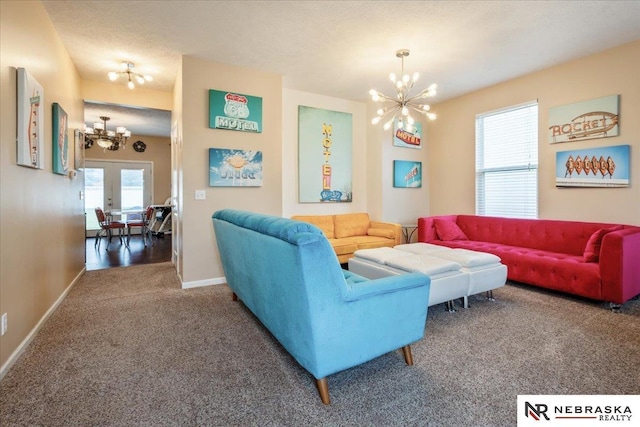 16228 Virginia St, Omaha, NE 68136 - carpeted living area with a chandelier