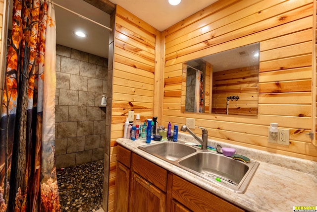 817 S 3rd St, Nebraska City, NE 68410 - kitchen with wood walls, recessed lighting, brown cabinetry, and light countertops