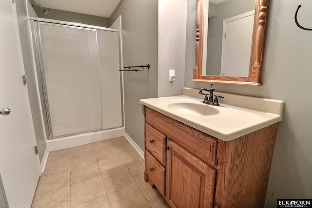 19523 Binney Cir, Elkhorn, NE 68022 - full bath featuring a stall shower, vanity, and tile patterned floors
