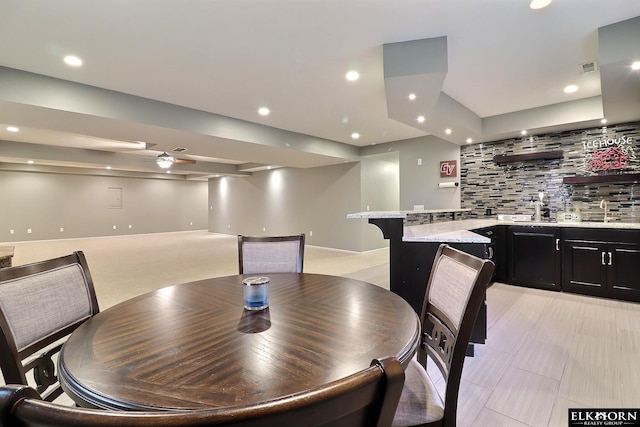 19523 Binney Cir, Elkhorn, NE 68022 - dining space featuring wet bar and recessed lighting