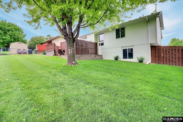 19523 Binney Cir, Elkhorn, NE 68022 - view of yard featuring a wooden deck and stairway