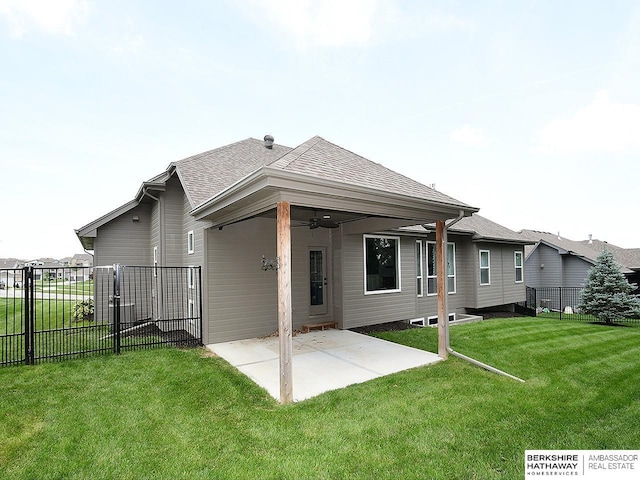 10309 S 102nd St, Papillion, NE 68046 - back of house with ceiling fan, a patio, and a shingled roof