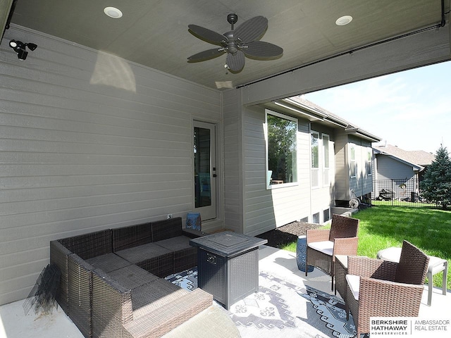 10309 S 102nd St, Papillion, NE 68046 - view of patio with outdoor lounge area and ceiling fan