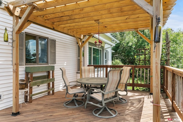 210 W Moravia Ave, Prague, NE 68050 - wooden terrace with outdoor dining area