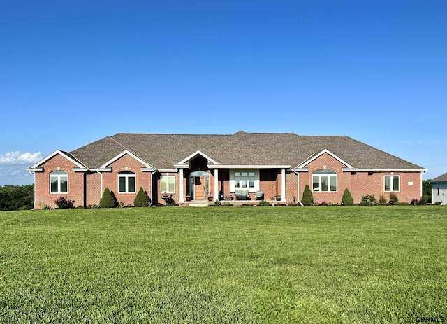1526 Provencal Cir, Yutan, NE 68073 - single story home featuring brick siding, a front lawn, and a shingled roof