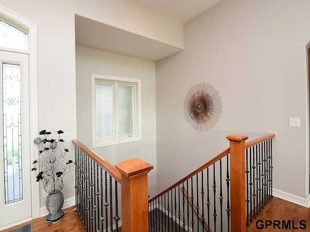 1526 Provencal Cir, Yutan, NE 68073 - stairs with wood finished floors and baseboards