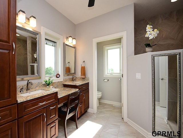 1526 Provencal Cir, Yutan, NE 68073 - full bathroom featuring vanity, a tile shower, and marble finish flooring