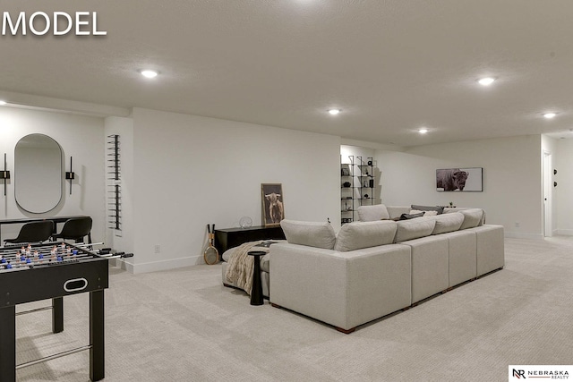 12386 Fenwick St, Papillion, NE 68046 - living room featuring light carpet and recessed lighting