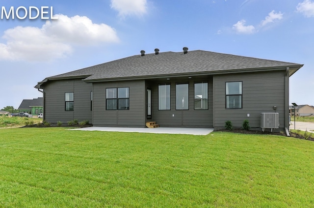 12386 Fenwick St, Papillion, NE 68046 - rear view of property with a patio area, a lawn, and roof with shingles