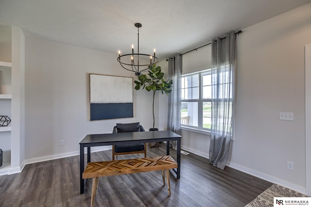 19015 Ranch Dr, Papillion, NE 68046 - home office featuring a chandelier and wood finished floors