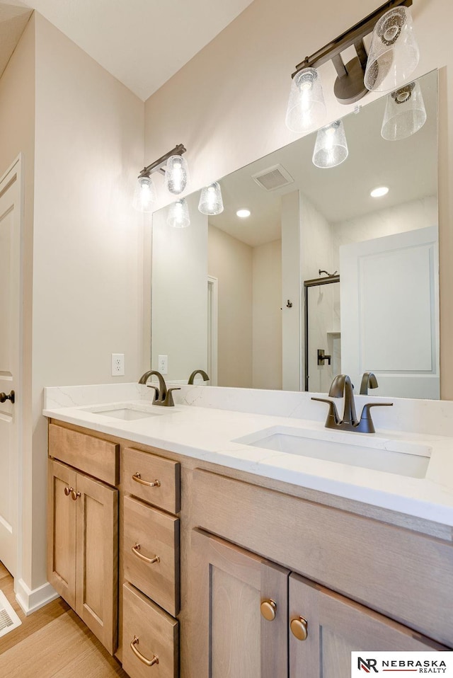 12206 S 113th St, Papillion, NE 68046 - full bath featuring double vanity, wood finished floors, and a shower