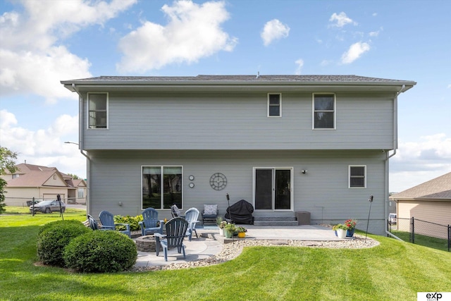 16454 Drexel St, Omaha, NE 68135 - rear view of property featuring a patio and an outdoor fire pit