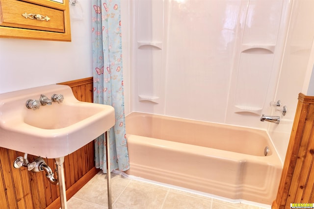 1916 S 42nd Rd, Talmage, NE 68448 - bathroom with shower / bath combo and tile patterned flooring