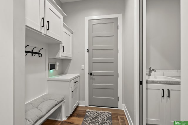 4802 N 187th Ave, Elkhorn, NE 68022 - mudroom with a sink and dark wood-style flooring