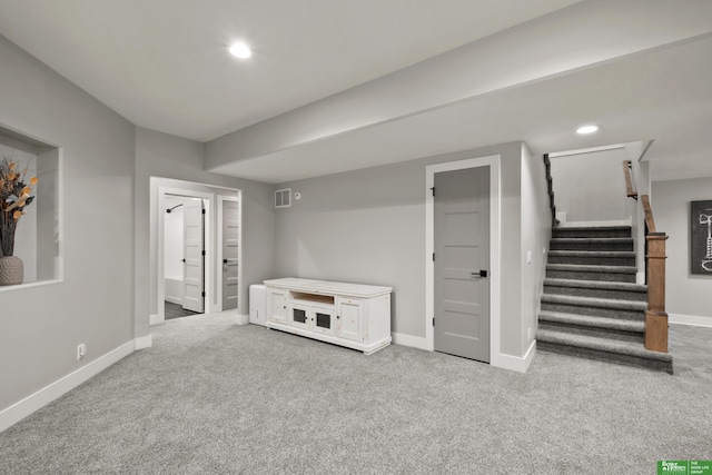 4802 N 187th Ave, Elkhorn, NE 68022 - finished below grade area featuring carpet flooring, stairs, and recessed lighting