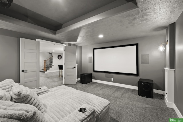 4802 N 187th Ave, Elkhorn, NE 68022 - cinema room with carpet, recessed lighting, and a textured ceiling