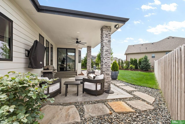 4802 N 187th Ave, Elkhorn, NE 68022 - view of patio featuring a ceiling fan and outdoor lounge area