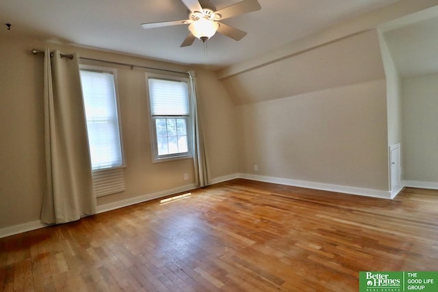 1115 S 63rd St, Omaha, NE 68106 - additional living space with hardwood / wood-style flooring, vaulted ceiling, and ceiling fan