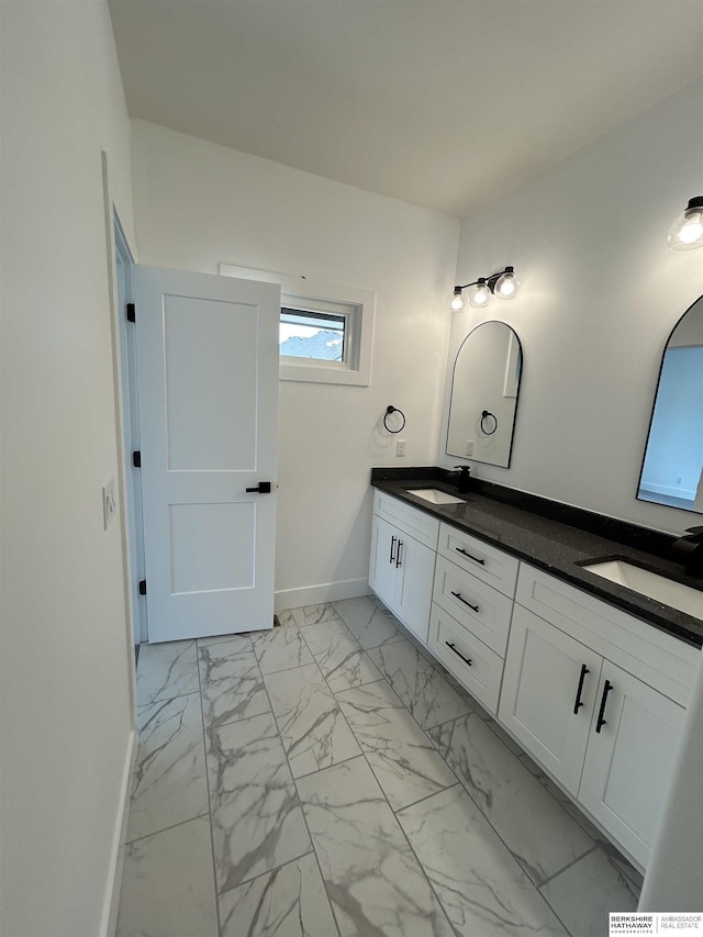 19756 Briar St, Gretna, NE 68028 - bathroom featuring marble finish flooring and double vanity