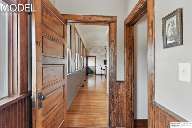 9404 N 294th St, Valley, NE 68064 - hall with light wood-style flooring and vaulted ceiling