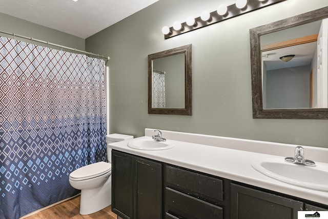 9521 N 140th St, Waverly, NE 68462 - full bathroom with double vanity, wood finished floors, and curtained shower