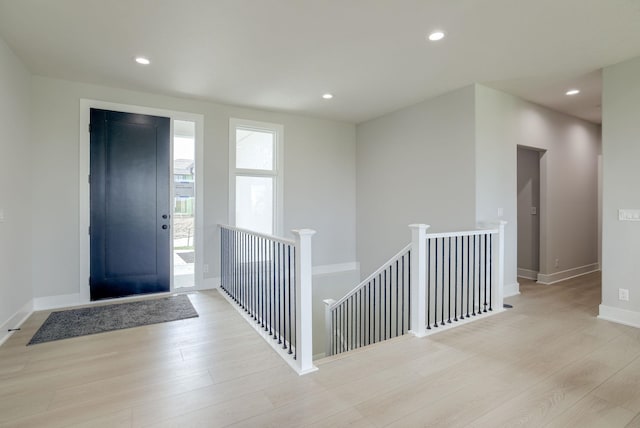 10110 Laramie St, Papillion, NE 68046 - entryway featuring wood finished floors and recessed lighting