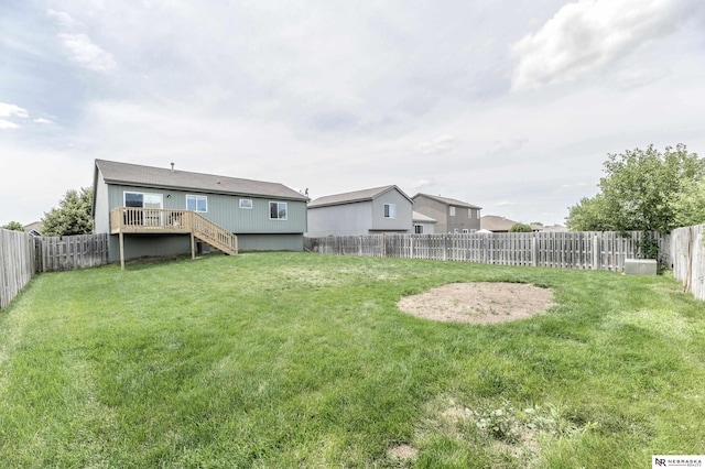 13913 Springview Dr, Papillion, NE 68133 - fenced backyard with a wooden deck and stairs