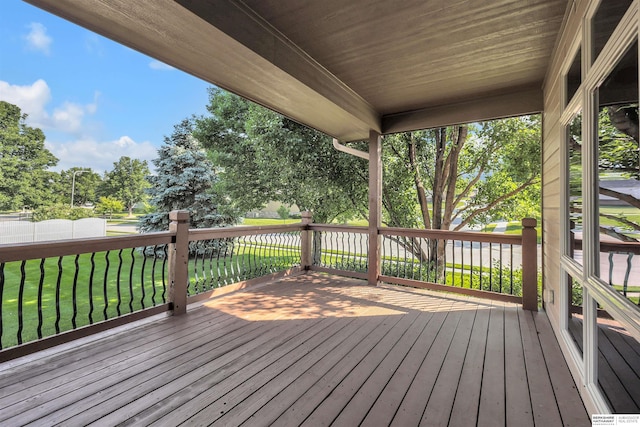 10149 Edward St, La Vista, NE 68128 - wooden deck featuring view of scattered trees