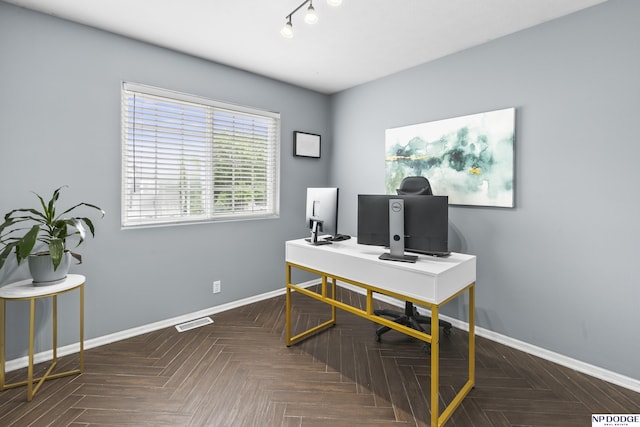 18667 R St, Omaha, NE 68135 - home office featuring baseboards and rail lighting