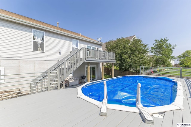 11351 S 198th St, Gretna, NE 68028 - view of swimming pool with a deck and stairs