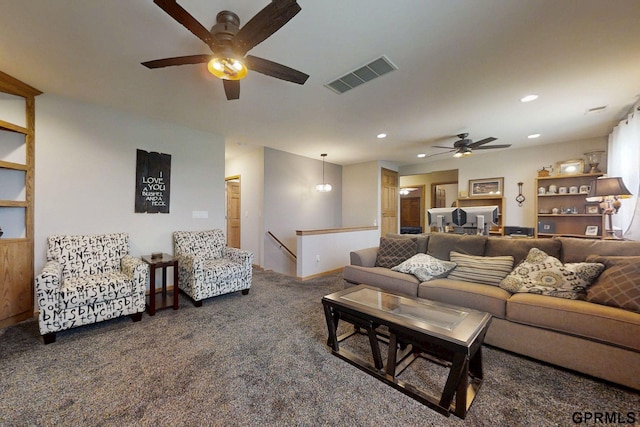 2035 355th Ave, Farragut, IA 51639 - living room with ceiling fan, carpet flooring, and recessed lighting