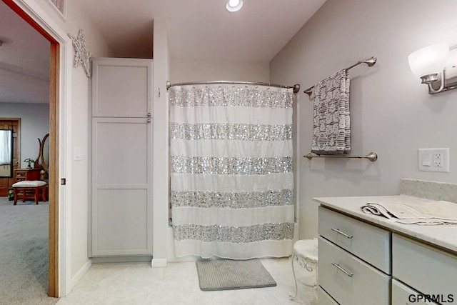2035 355th Ave, Farragut, IA 51639 - bathroom featuring a shower with shower curtain and vanity