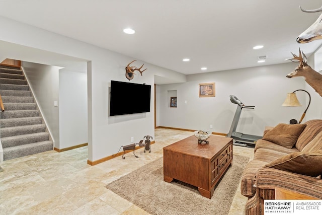 8832 Spaulding Cir, Omaha, NE 68134 - living area featuring stairway and recessed lighting