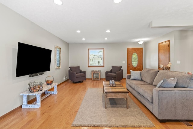 8832 Spaulding Cir, Omaha, NE 68134 - living room featuring recessed lighting and light wood-style flooring