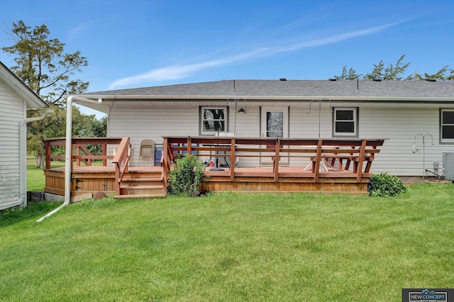 19354 SW 117th Rd, Dewitt, NE 68341 - back of house with a deck and a yard