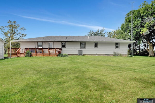 19354 SW 117th Rd, Dewitt, NE 68341 - rear view of property with a lawn and a wooden deck
